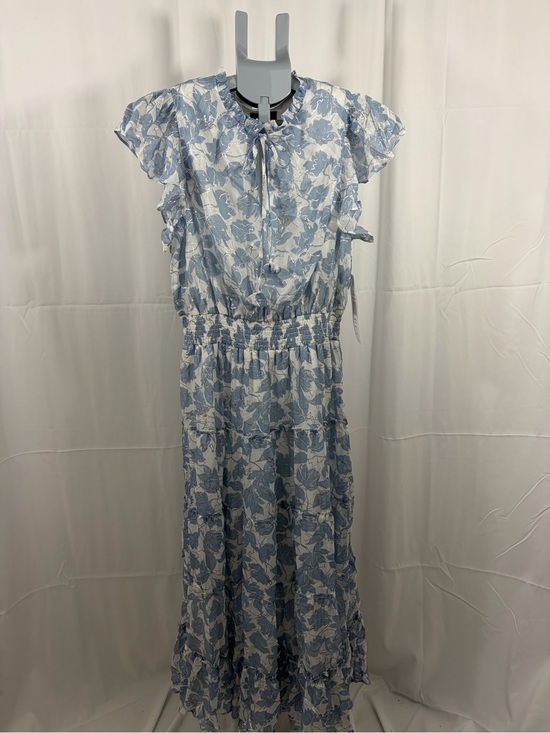 MSK Dresses & Skirts - NWT MSK Petite Women’s Size Petite Large Blue Floral Tie-Neck Ruffle Maxi Dress